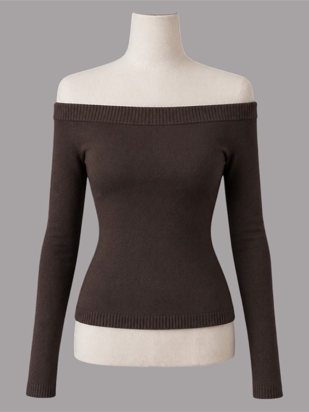 Motel Rocks Renie Bardot Top Dark Brown Knit